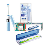 Travel Oral Care Essentials Bundle: Portable UV Toothbrush Sanitizer &