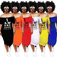 Plus size dresses off shoulder designer long skirt short sleeve women