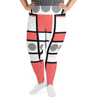 Womens Plus Size Fitness Leggings - Pale Red Print