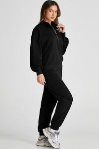 Half Zip Long Sleeve Top and Joggers Active Set Trendsi