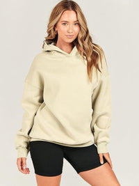 Dropped Shoulder Long Sleeve Hoodie Trendsi