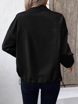 Pocketed Zip Up Long Sleeve Jacket Trendsi