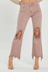 RISEN Distressed Ankle Bootcut Jeans Trendsi