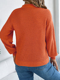 Cutout V-Neck Long Sleeve Sweater Trendsi