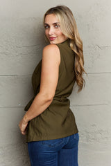 Ninexis Follow The Light Sleeveless Collared Button Down Top Trendsi