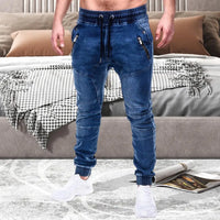 Men's Outdoor Summer Riding Jeans Motorpoof Jeans Skinny Jeans Fashion Pockets Denim Pencil Pants Ankle Tied Denim Trousers AliExpress