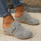 Suede Round Toe Wedge Sandals Trendsi