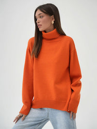 Turtleneck Long Sleeve Sweater Trendsi