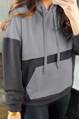 Drawstring Color Block Long Sleeve Hoodie Trendsi