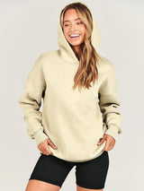 Dropped Shoulder Long Sleeve Hoodie Trendsi