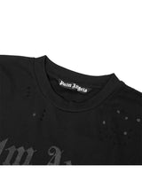 Palm Angels Summer Fashion Trend Ink Splash Holes Do Old Design Letters Printed Short-Sleeved T-Shirt Men and Women Cotton Tops Alidrop