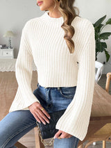 Mock Neck Long Sleeve Sweater Trendsi