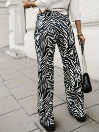 Full Size Animal Print Elastic Waist Pants Trendsi