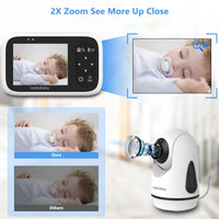 Baby Monitor-Hb6336 with Camera and Audio, 3.2" IPS Color Display, Full Remote Pan Zoom, IR Night Vision, 1000 Ft. Range, Wall Mount, No Wifi Baby Camera Monitor