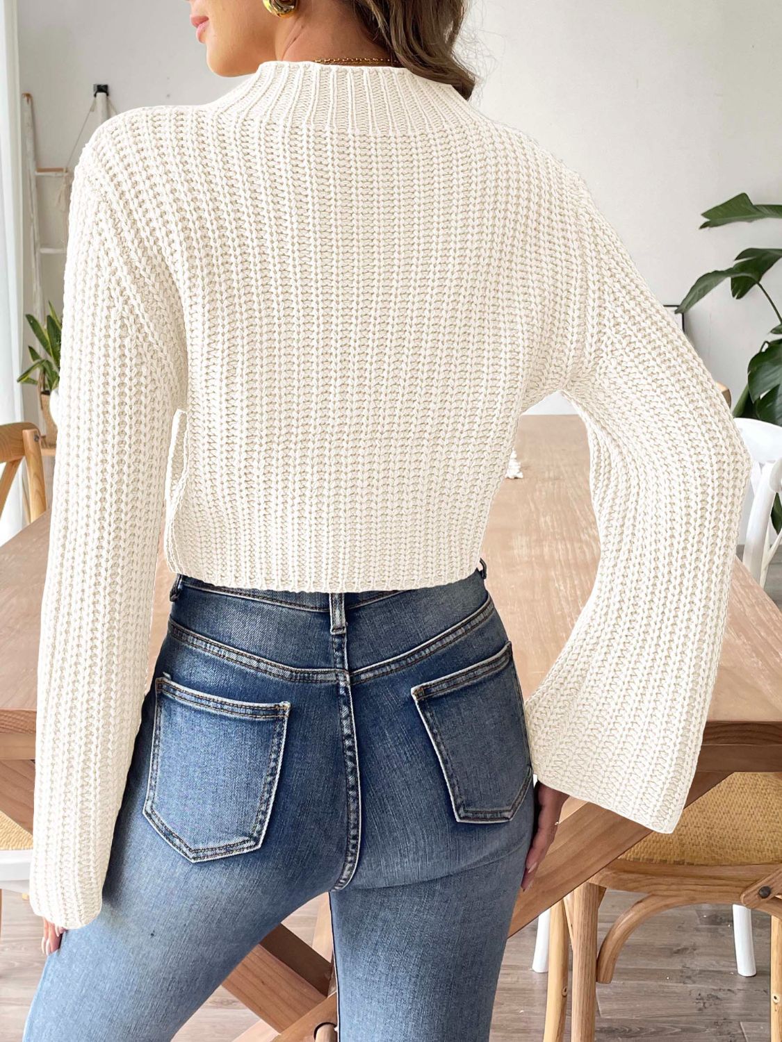 Mock Neck Long Sleeve Sweater Trendsi