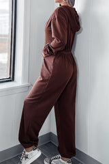 Full Size Drawstring Long Sleeve Jumpsuit Trendsi