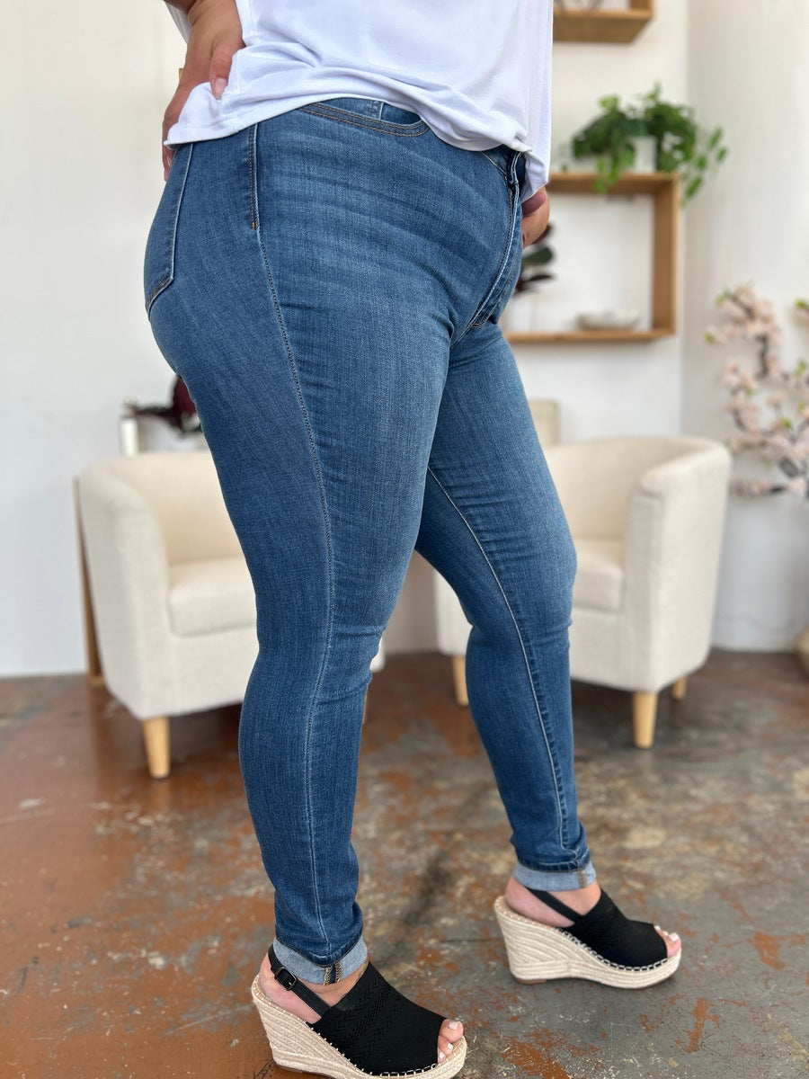 Judy Blue Full Size Cuffed Hem Skinny Jeans Trendsi