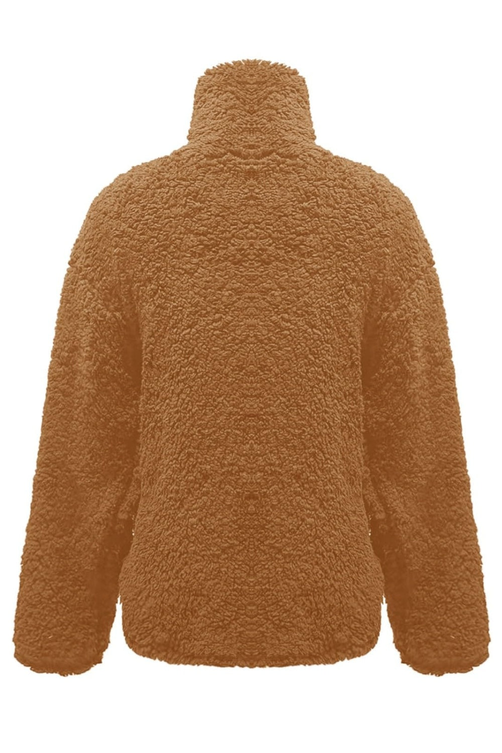 Fuzzy Turtleneck Long Sleeve Sweatshirt Trendsi