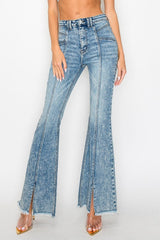 HIGH RISE SUPER STRETCH FLARE W/SEAMED FRONT JEANS