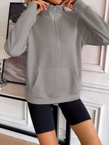 Ivy Lane Half Zip Raglan Sleeve Sweatshirt Trendsi