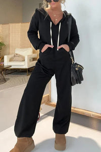 Full Size Drawstring Long Sleeve Jumpsuit Trendsi