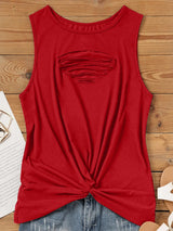 Cutout Twisted Round Neck Tank Trendsi