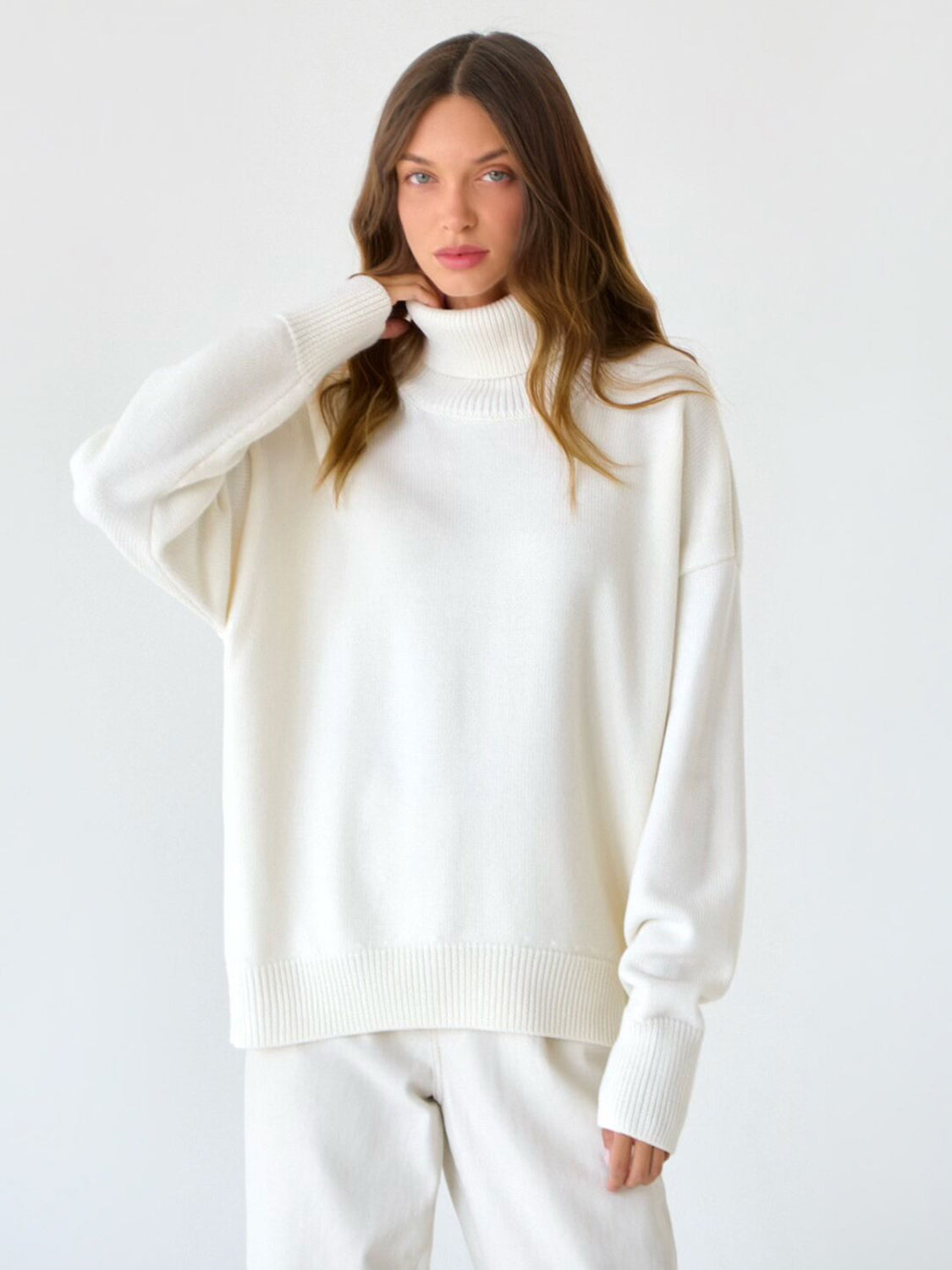 Turtleneck Long Sleeve Sweater Trendsi