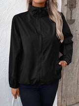 Pocketed Zip Up Long Sleeve Jacket Trendsi