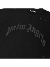 Palm Angels Summer Fashion Trend Ink Splash Holes Do Old Design Letters Printed Short-Sleeved T-Shirt Men and Women Cotton Tops Alidrop