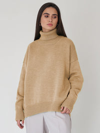 Turtleneck Long Sleeve Sweater Trendsi