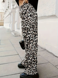 Full Size Animal Print Elastic Waist Pants Trendsi