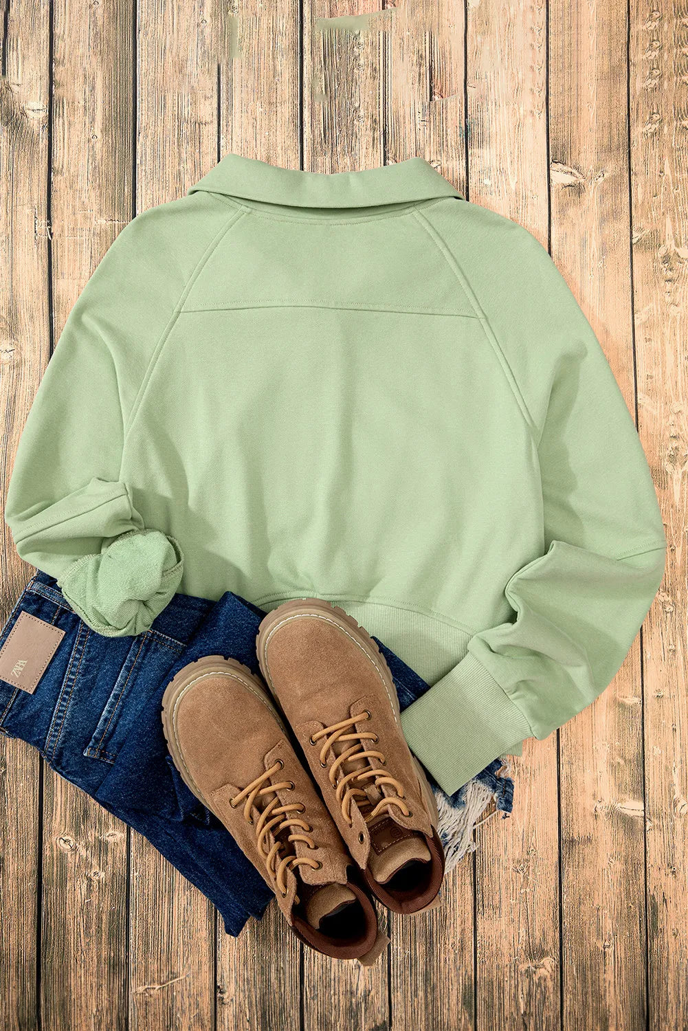 Half Zip Long Sleeve Sweatshirt Trendsi