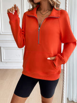 Ivy Lane Half Zip Raglan Sleeve Sweatshirt Trendsi