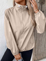 Pocketed Zip Up Long Sleeve Jacket Trendsi