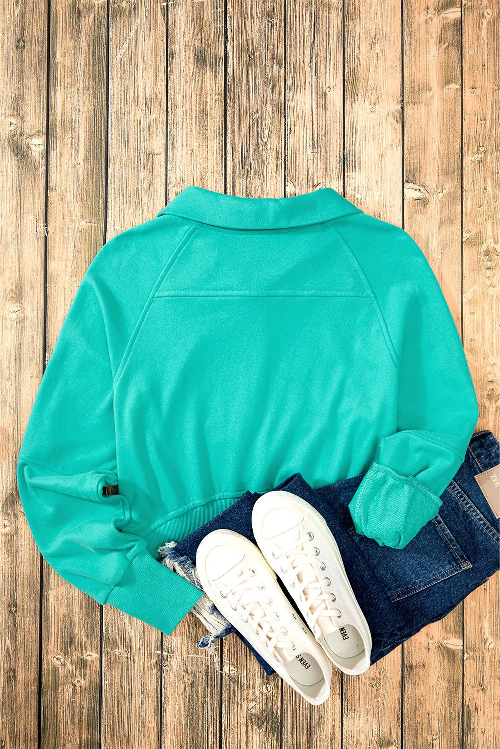 Half Zip Long Sleeve Sweatshirt Trendsi