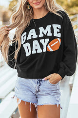 GAME DAY Round Neck Long Sleeve Sweatshirt Trendsi