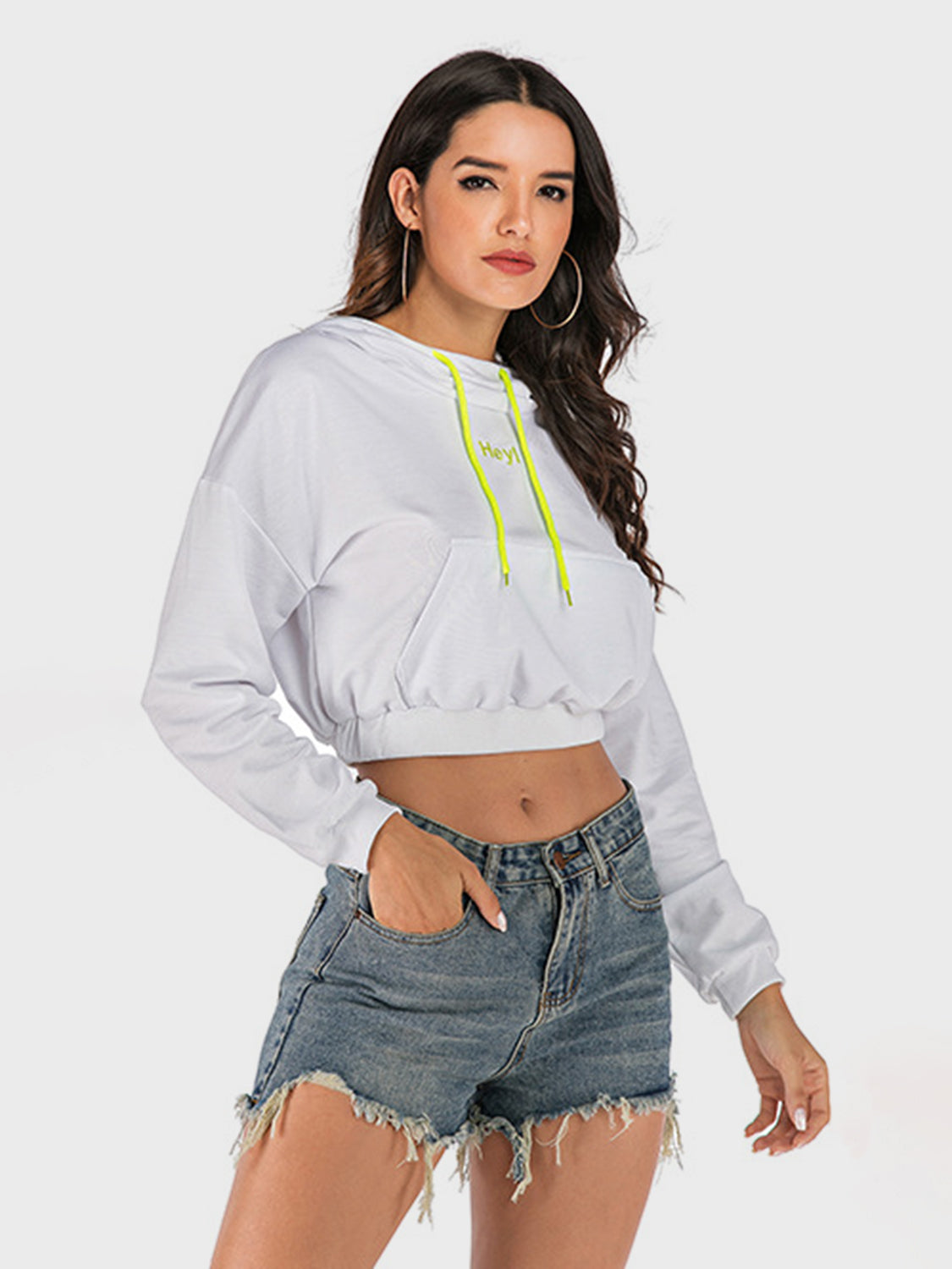 Perfee Drawstring Letter Long Sleeve Hoodie Trendsi