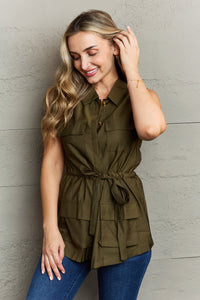 Ninexis Follow The Light Sleeveless Collared Button Down Top Trendsi