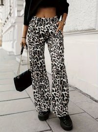 Full Size Animal Print Elastic Waist Pants Trendsi