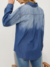 Button Up Long Sleeve Denim Jacket Trendsi