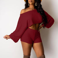 White two piece set elegant female romper Spring loose red