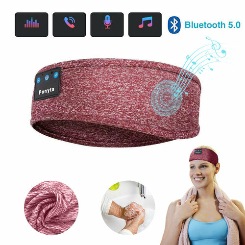 Wireless Bluetooth Sleeping Headphones Sports Headband Eye Mask Pink Iolaus