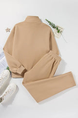 Half Snap Turtleneck Top and Pants Active Set Trendsi