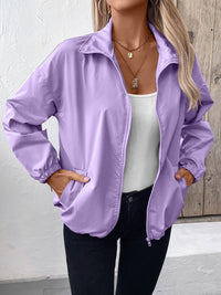 Pocketed Zip Up Long Sleeve Jacket Trendsi