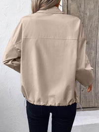 Pocketed Zip Up Long Sleeve Jacket Trendsi