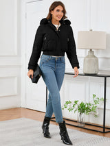 Pocketed Long Sleeve Cropped Hooded Winter Coat Trendsi