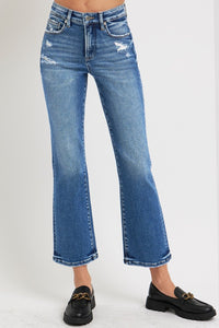 RISEN Full Size Tummy Control High Rise Crop Bootcut Jeans Trendsi