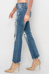 Risen Full Size High Rise Distressed Ankle Flare Jeans Trendsi