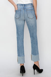 RISEN Full Size High Rise Cuffed Slim Straight Jeans Trendsi