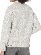 Leopard Button Up Long Sleeve Denim Jacket Trendsi